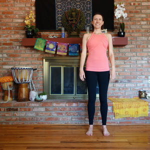 Kira Grace High Neck Yoga Tank gathered coral